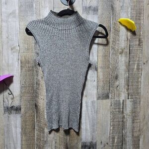 Terry Lewis Classic Luxuries Sleeveless Turtleneck Sweater Tank Top Brown Metall